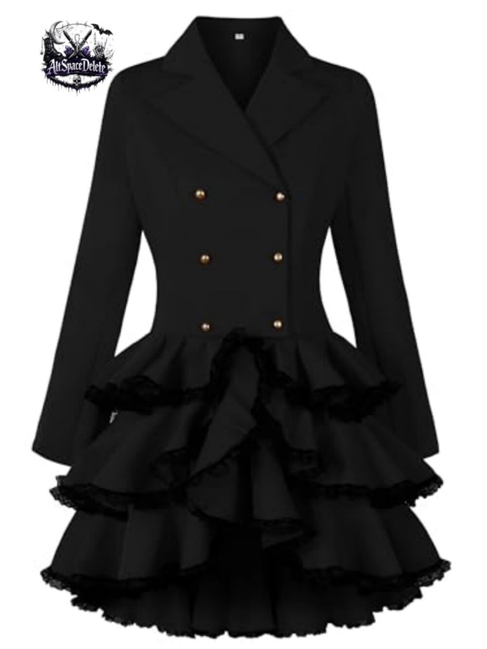 Victorian Steampunk Blazer Coat Dress Lace Ruffle Gothic